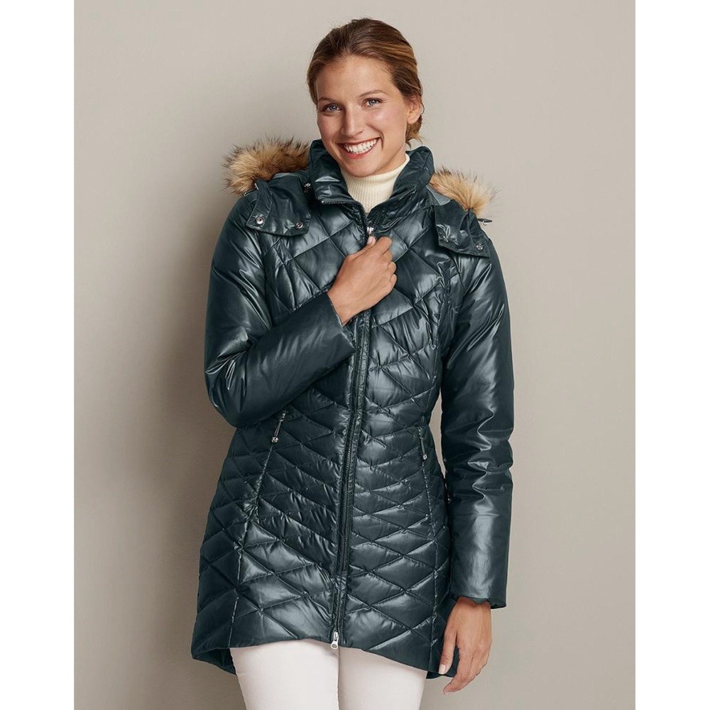 Eddie Bauer EB 550 Premium Goose Down Stine Puffer Parka Coat‎ Jacket sz.Large P